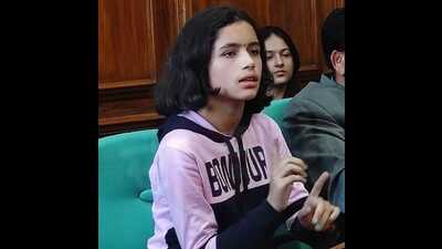 Jhanvi was elected to play the role by 68 child representatives as well as jury members for the children’s session. (HT Photo) Jhanvi was elected to play the role by 68 child representatives as well as jury members for the children’s session. (HT Photo)