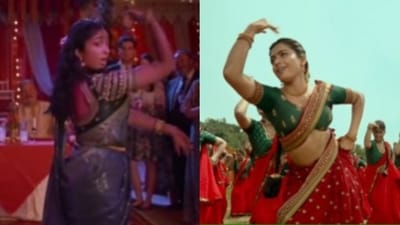Maitreyi Ramakrishnan in Never Have I Ever (L); Rashmika Mandanna in Saami Saami. Maitreyi Ramakrishnan in Never Have I Ever (L); Rashmika Mandanna in Saami Saami.