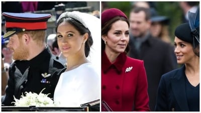 Meghan Markle with Prince Harry at their 2018 wedding, and with Kate Middleton during an event. (File Photos) Meghan Markle with Prince Harry at their 2018 wedding, and with Kate Middleton during an event. (File Photos)