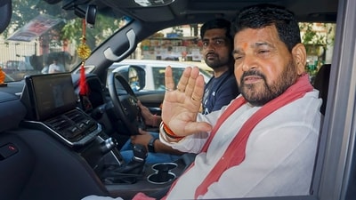 BJP MP and WFI chief Brij Bhushan Sharan Singh in in New Delhi on Friday. (PTI) BJP MP and WFI chief Brij Bhushan Sharan Singh in in New Delhi on Friday. (PTI)