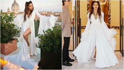 Priyanka's photos garnered love and praise from her followers. Nick Jonas dropped heart-eye emoticons. A fan wrote, "It's like she doesn't age. Exactly the way I saw her in the movie Aitraaz and that's almost 20 years ago." Another commented, "Regal, stunning and gorgeous." A few other posted heart and fire emojis. (Instagram) Priyanka's photos garnered love and praise from her followers. Nick Jonas dropped heart-eye emoticons. A fan wrote, "It's like she doesn't age. Exactly the way I saw her in the movie Aitraaz and that's almost 20 years ago." Another commented, "Regal, stunning and gorgeous." A few other posted heart and fire emojis. (Instagram)