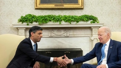 US President Joe Biden meets with British Prime Minister Rishi Sunak in the Oval Office of the White House. (AFP) US President Joe Biden meets with British Prime Minister Rishi Sunak in the Oval Office of the White House. (AFP)