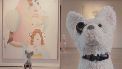 The video shows the robot dog that critiques artwork. (Twitter/@_AICCA_) The video shows the robot dog that critiques artwork. (Twitter/@_AICCA_)