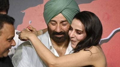 The pictures and videos of him from his Delhi also visit went viral on social media. In one of the videos, Sunny Deol can be seen delivering his iconic dialogue, "Hindustan Zindabad tha, hai aur rahega" (AFP) The pictures and videos of him from his Delhi also visit went viral on social media. In one of the videos, Sunny Deol can be seen delivering his iconic dialogue, "Hindustan Zindabad tha, hai aur rahega" (AFP)