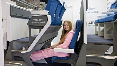 Vicente believes his double-level airplane seat is the future of economy flying. (CNN)