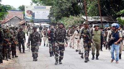 ecurity personnel conducting joint combing operations in Manipur on Friday. (ANI) ecurity personnel conducting joint combing operations in Manipur on Friday. (ANI)