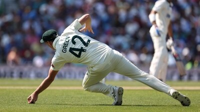 Cameron Green taking Shubman Gill's catch Cameron Green taking Shubman Gill's catch