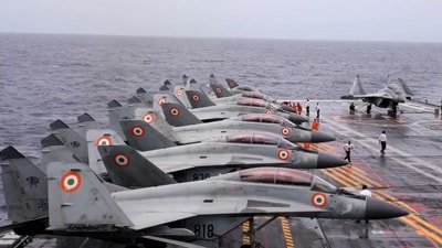 Two aircraft carriers, multiple warships, submarines and over 35 frontline planes were used in the mega operation.