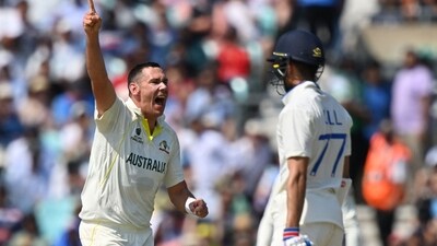 Scott Boland celebrates the dismissal of Shubman Gill on Day 4 of the WTC Final (AFP)
