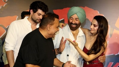 The flick starred the late Amrish Puri in a pivotal role. The film mainly revolves around Tara Singh (portrayed by Sunny), a Sikh truck driver from Amritsar, who falls in love with Sakina (portrayed by Ameesha), a Muslim girl hailing from a political family in Lahore, Pakistan. (PTI) The flick starred the late Amrish Puri in a pivotal role. The film mainly revolves around Tara Singh (portrayed by Sunny), a Sikh truck driver from Amritsar, who falls in love with Sakina (portrayed by Ameesha), a Muslim girl hailing from a political family in Lahore, Pakistan. (PTI)