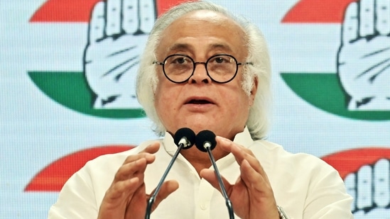 Congress leader Jairam Ramesh addresses during a press conference. (ANI file)