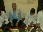 Jaishankar at BJP dalit booth level worker Sujata's residence. Jaishankar at BJP dalit booth level worker Sujata's residence.