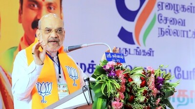 Union Home Minister Amit Shah speaks during the meeting with the Bharatiya Janata Party (BJP)'s Shaktikendra-incharges, district office bearers, and mandal presidents, at South Chennai Parliamentary Constituency, on Sunday. (Twitter/Amit Shah) Union Home Minister Amit Shah speaks during the meeting with the Bharatiya Janata Party (BJP)'s Shaktikendra-incharges, district office bearers, and mandal presidents, at South Chennai Parliamentary Constituency, on Sunday. (Twitter/Amit Shah)