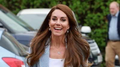 Catherine, Princess of Wales arrives at the Windsor Family Hub. (Reuters)