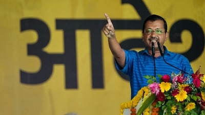 Delhi Chief Minister Arvind Kejriwal addresses AAP's "maha rally" against the Centre's ordinance on control of services in the national capital, at Ramlila Maidan (PTI) Delhi Chief Minister Arvind Kejriwal addresses AAP's "maha rally" against the Centre's ordinance on control of services in the national capital, at Ramlila Maidan (PTI)