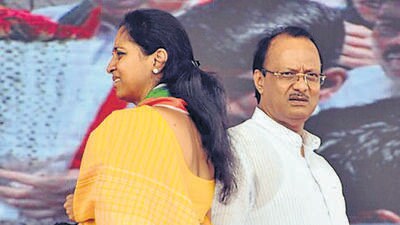 Pune, India - June 10, 2018: Supriya Sule and Ajit Pawar during NCP Rally at Shinde high school ground, Sahakar Nagar in Pune, India, on Sunday, June 10, 2018.-HT photo
