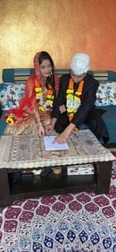 Gehana Vasisth and Faizan Ansari during the nikah ceremony. Gehana Vasisth and Faizan Ansari during the nikah ceremony.