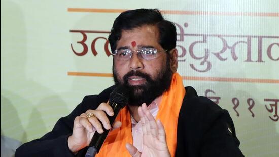 Srinagar, June 11 (ANI): Maharashtra Chief Minister Eknath Shinde addresses a press conference, in Srinagar on Sunday. (ANI Photo) (Imran Nissar)