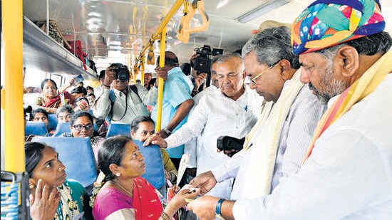 The Siddaramaiah-led Congress government rolls out Shakti scheme, providing free bus rides to women in the state. (PTI)