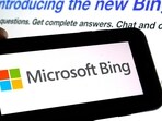 The Microsoft Bing logo and the website's page are shown in this photo. The Microsoft Bing logo and the website's page are shown in this photo.