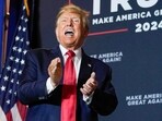 Former US President Donald Trump speaks at a campaign event. Former US President Donald Trump speaks at a campaign event.