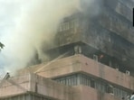 A massive fire broke at the third floor of Satpura Bhawan in Bhopal. (ANI)