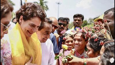 Congress national general secretary Priyanka Gandhi Vadra kick-started the party’s campaign for state assembly elections in MP. (PTI) Congress national general secretary Priyanka Gandhi Vadra kick-started the party’s campaign for state assembly elections in MP. (PTI)