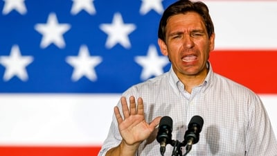 Republican presidential candidate Florida Gov. Ron DeSantis speaks at an event held by the Never Back Down PAC in Tulsa, Okla., on Saturday, June 10, 2023. (Nathan J. Fish/The Oklahoman via AP) (AP) Republican presidential candidate Florida Gov. Ron DeSantis speaks at an event held by the Never Back Down PAC in Tulsa, Okla., on Saturday, June 10, 2023. (Nathan J. Fish/The Oklahoman via AP) (AP)