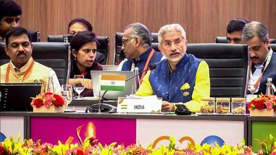 External affairs minister S Jaishankar chairing the G20 development ministers’ meeting in Varanasi on Monday. (ANI PHOTO) External affairs minister S Jaishankar chairing the G20 development ministers’ meeting in Varanasi on Monday. (ANI PHOTO)