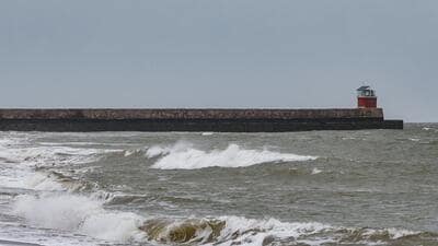 Mandvi beach wears a deserted look ahead of the landfall of Biparjoy cyclone, in Mandvi of Kutch district, Monday. (PTI) Mandvi beach wears a deserted look ahead of the landfall of Biparjoy cyclone, in Mandvi of Kutch district, Monday. (PTI)