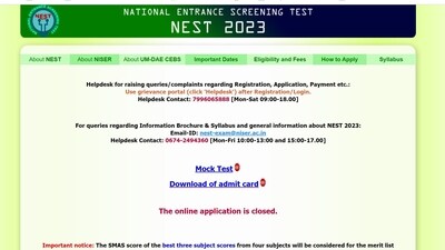 NEST 2023 admit card released at nestexam.in NEST 2023 admit card released at nestexam.in