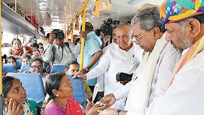 Newly launched Shakti scheme witnesses overwhelming response on day 1. (PTI) Newly launched Shakti scheme witnesses overwhelming response on day 1. (PTI)