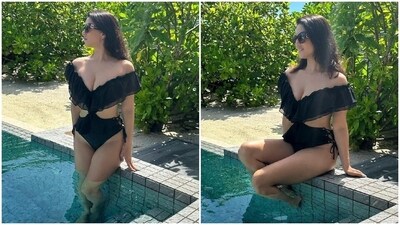 Earlier, Sunny had flown off to the Maldives to enjoy a laidback holiday. She also posted several snippets from the island nation. The most recent post shows her in a black monokini. (Instagram) Earlier, Sunny had flown off to the Maldives to enjoy a laidback holiday. She also posted several snippets from the island nation. The most recent post shows her in a black monokini. (Instagram)