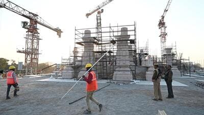 The Ram temple construction site in Ayodhya. (HT FILE PHOTO)