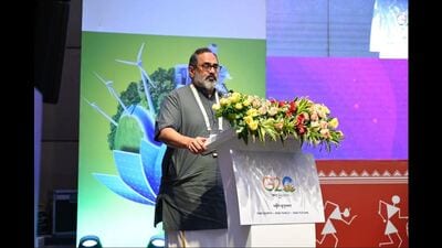 Union minister Chandrasekhar (in pic) was speaking at the two-day Global DPI Summit, part of the G20 meeting in the city. (HT PHOTo) Union minister Chandrasekhar (in pic) was speaking at the two-day Global DPI Summit, part of the G20 meeting in the city. (HT PHOTo)