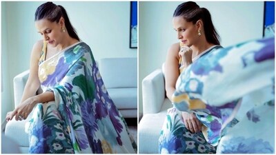 Neha Dhupia is an absolute fashionista. The actor keeps slaying fashion goals like a pro with snippets from her fashion diaries on her Instagram profile on a regular basis. From acing casual ensembles to showing us how to deck up as the boss babe in formal power suits, Neha can do it all. The actor, on Monday, kickstarted the week on an ethnic fashion high in the six yards of grace. (Instagram/@nehadhupia) Neha Dhupia is an absolute fashionista. The actor keeps slaying fashion goals like a pro with snippets from her fashion diaries on her Instagram profile on a regular basis. From acing casual ensembles to showing us how to deck up as the boss babe in formal power suits, Neha can do it all. The actor, on Monday, kickstarted the week on an ethnic fashion high in the six yards of grace. (Instagram/@nehadhupia)