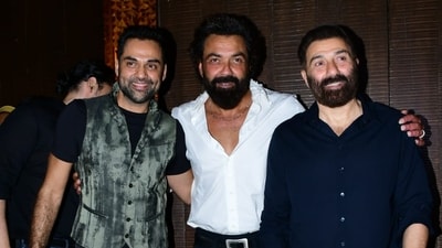 Bobby Deol, Sunny Deol and Abhay Deol attend Karan Deol's pre-wedding festivity. (Photo: Varinder Chawla) (Varinder Chawla) Bobby Deol, Sunny Deol and Abhay Deol attend Karan Deol's pre-wedding festivity. (Photo: Varinder Chawla) (Varinder Chawla)