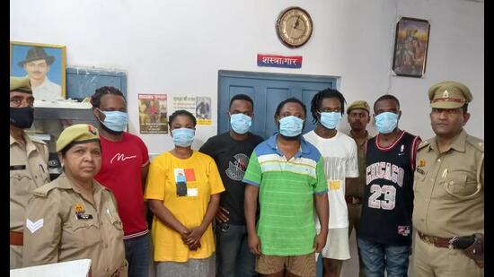 Six foreigners were arrested from Golf Country society in Greater Noida under relevant sections of the Foreigners’ Act on June 6. (HT Photo)
