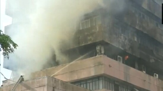 A massive fire broke at the third floor of Satpura Bhawan in Bhopal. (ANI)