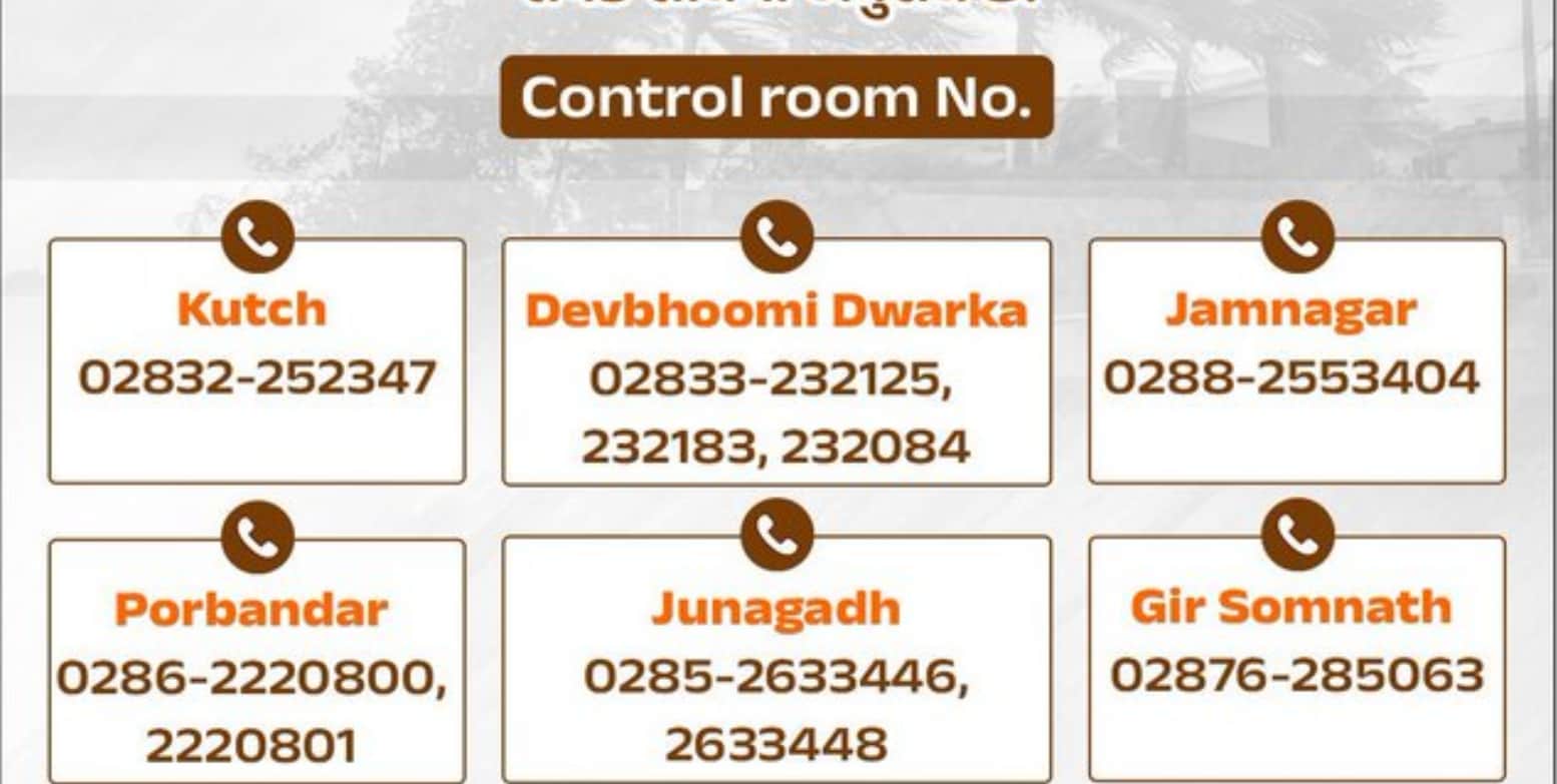 Emergency numbers issued for Cyclone Biparjoy rescue operations. (Twitter/ Nayana_Reva)