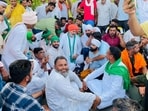 Farmer leaders, including Rakesh Tikait and Balbir Singh Rajewal, announced from the stage that they will support whatever decision is taken by the local farmers. (HT Photo)