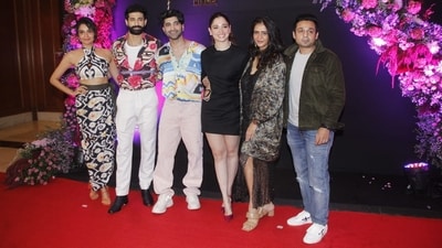 Actor Tamannaah Bhatia was also spotted at the Zara Hatke Zara Bachke bash. She posed with the cast in group photos. She was also seen with her Jee Karda co-stars Aashim Gulati and Suhail Nayyar in some of the pictures. Actor Tamannaah Bhatia was also spotted at the Zara Hatke Zara Bachke bash. She posed with the cast in group photos. She was also seen with her Jee Karda co-stars Aashim Gulati and Suhail Nayyar in some of the pictures. 