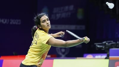 PV Sindhu of India hits a return (AFP) PV Sindhu of India hits a return (AFP)