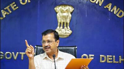 CM Arvind Kejriwal at a press conference at the Delhi Secretariat on Tuesday. (HT PHOTO)