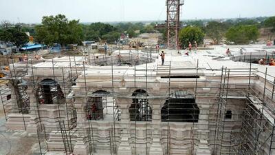 Construction work at Ram temple underway, in Ayodhya (ANI) Construction work at Ram temple underway, in Ayodhya (ANI)