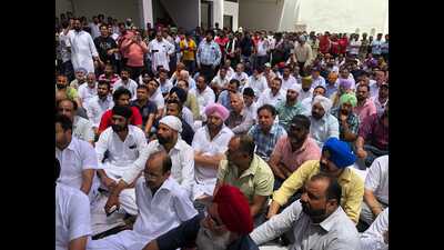 Members of various organisations stage a protest in Moga on Tuesday. (HT photo) Members of various organisations stage a protest in Moga on Tuesday. (HT photo)