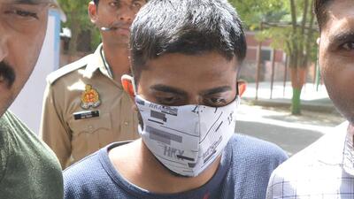 Shahnawaz Khan, the prime suspect in the case, in Ghaziabad on Tuesday. (Sakib Ali/HT Photo) Shahnawaz Khan, the prime suspect in the case, in Ghaziabad on Tuesday. (Sakib Ali/HT Photo)