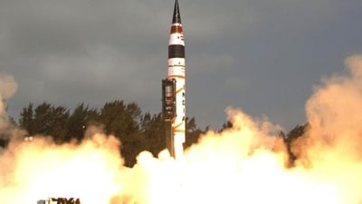 A file photo of the Agni-V. (AP Photo) A file photo of the Agni-V. (AP Photo)