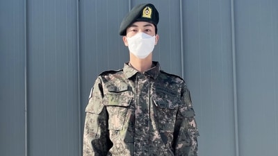 BTS: Jin joined the South Korean military service last year. BTS: Jin joined the South Korean military service last year.