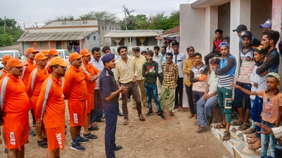 The government is aiming to evacuate people within 10 km from the coast from Tuesday. (PTI) The government is aiming to evacuate people within 10 km from the coast from Tuesday. (PTI)